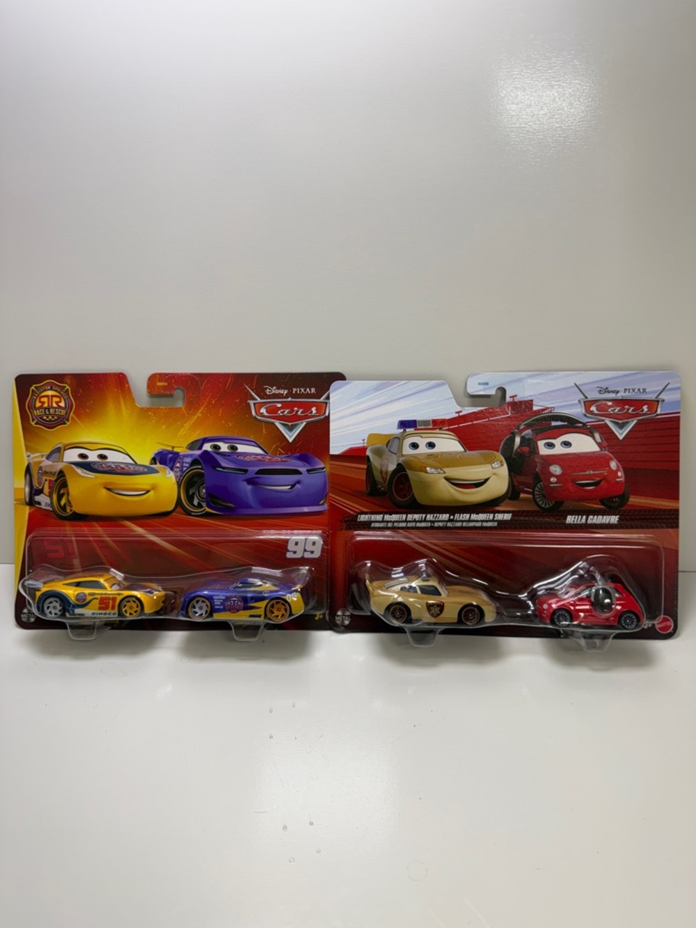 Disney Pixar Cars 2-Pack Vehicle Set - Yellow, Purple, Gold & Red